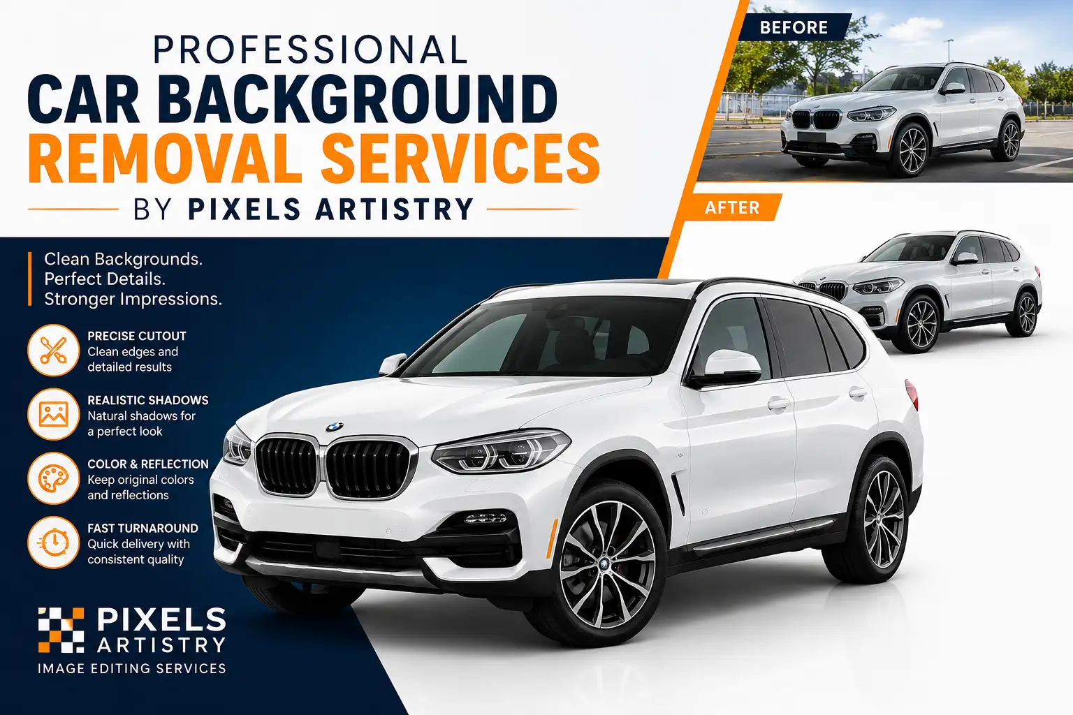 Professional Car Background Removal Services by Pixels Artistry