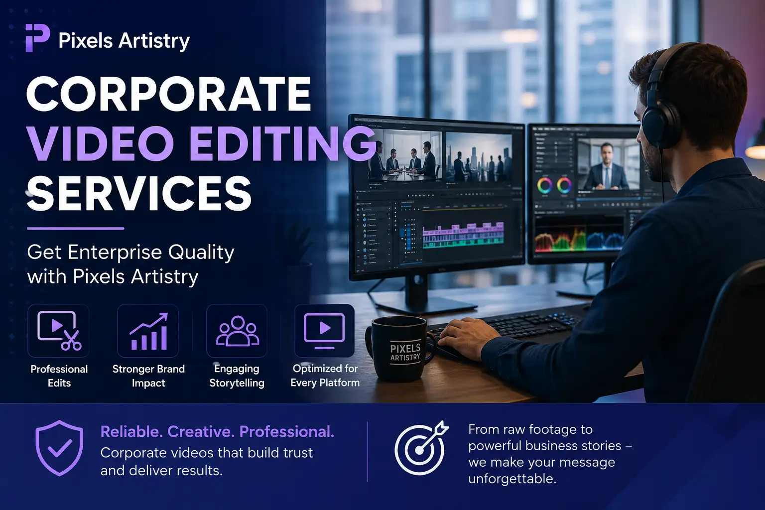 Corporate Video Editing Services: Get Enterprise Quality with Pixels Artistry