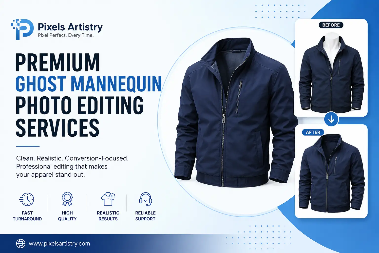 Premium Ghost Mannequin Photo Editing Services | Pixels Artistry