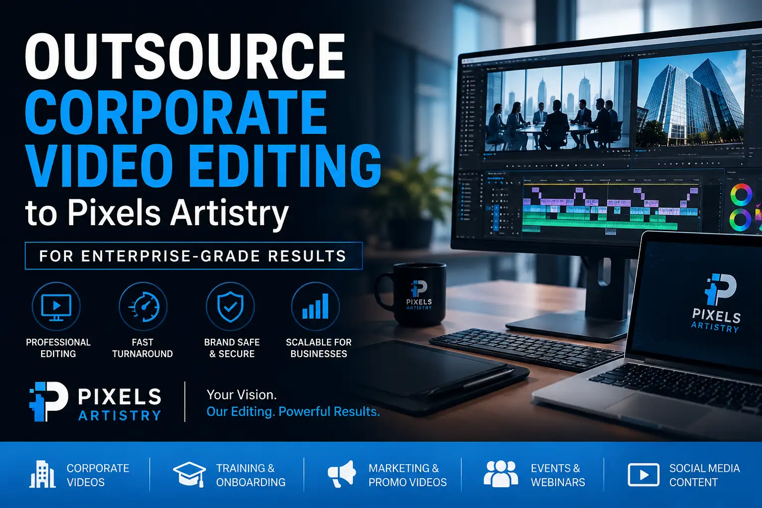 Outsource Corporate Video Editing to Pixels Artistry for Enterprise-Grade Results