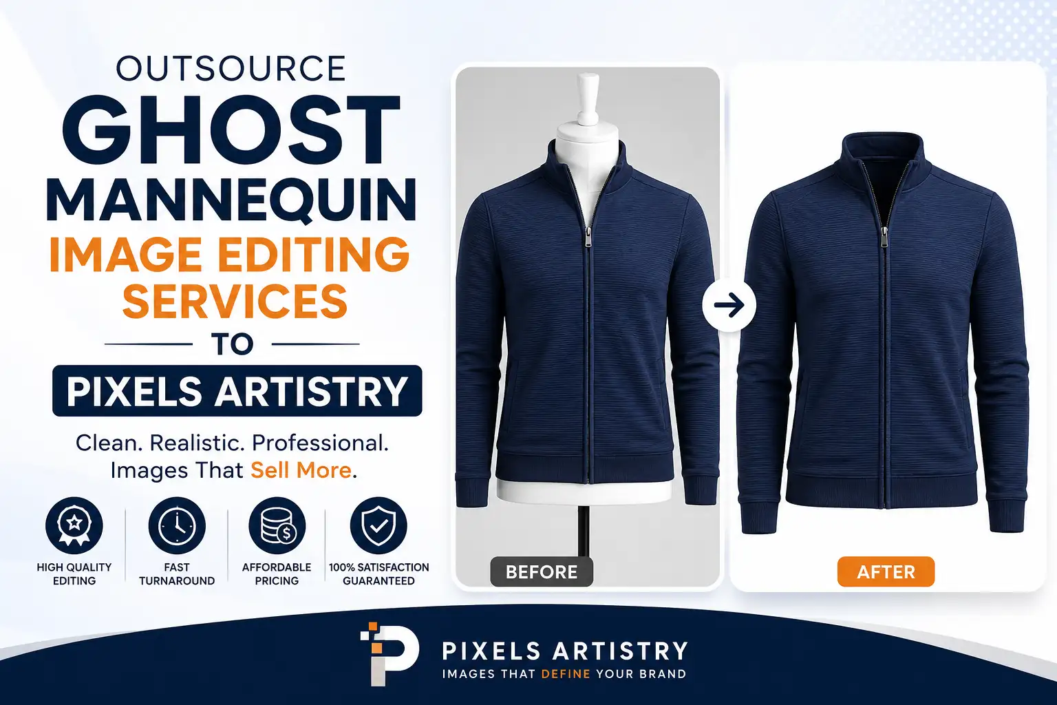 Outsource Ghost Mannequin Image Editing Services to Pixels Artistry