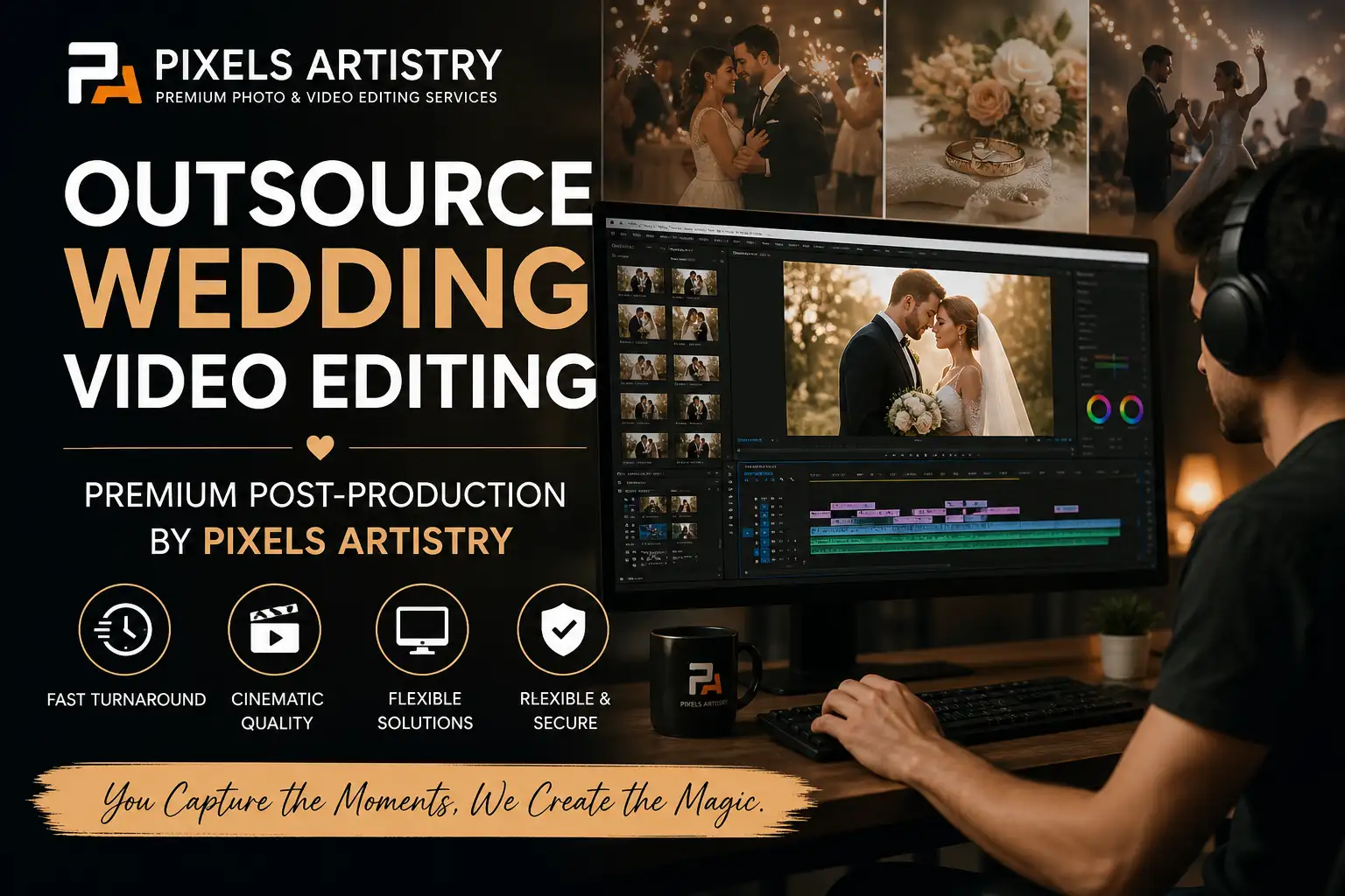 Outsource Wedding Video Editing: Premium Post-Production by Pixels Artistry
