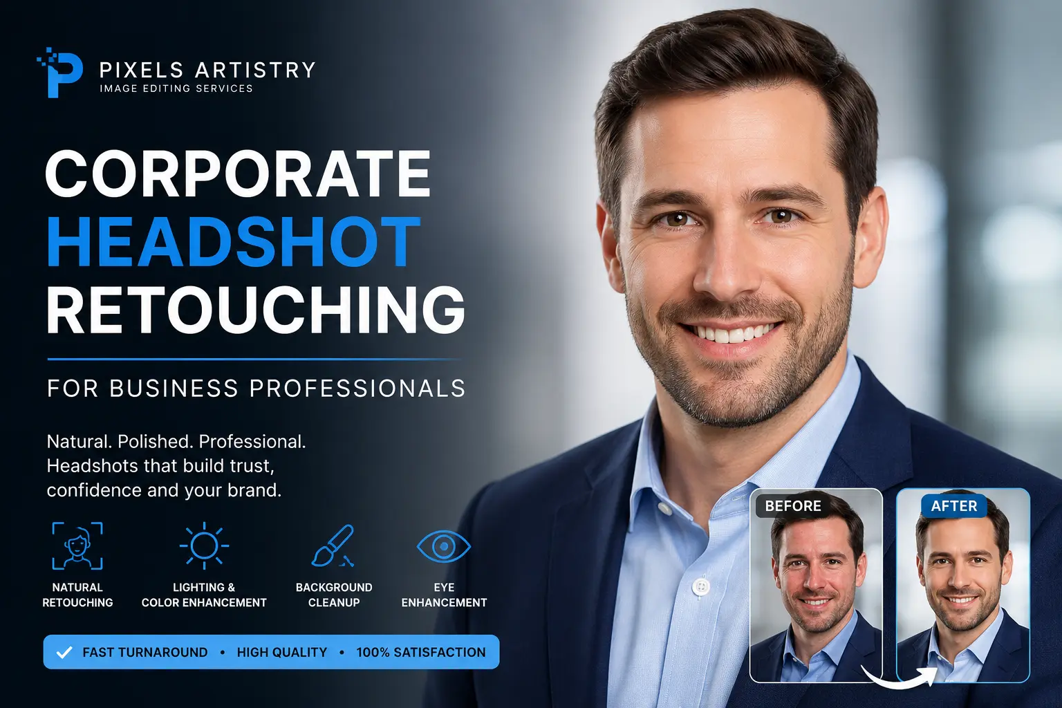 Corporate Headshot Retouching for Business Professionals | Pixels Artistry