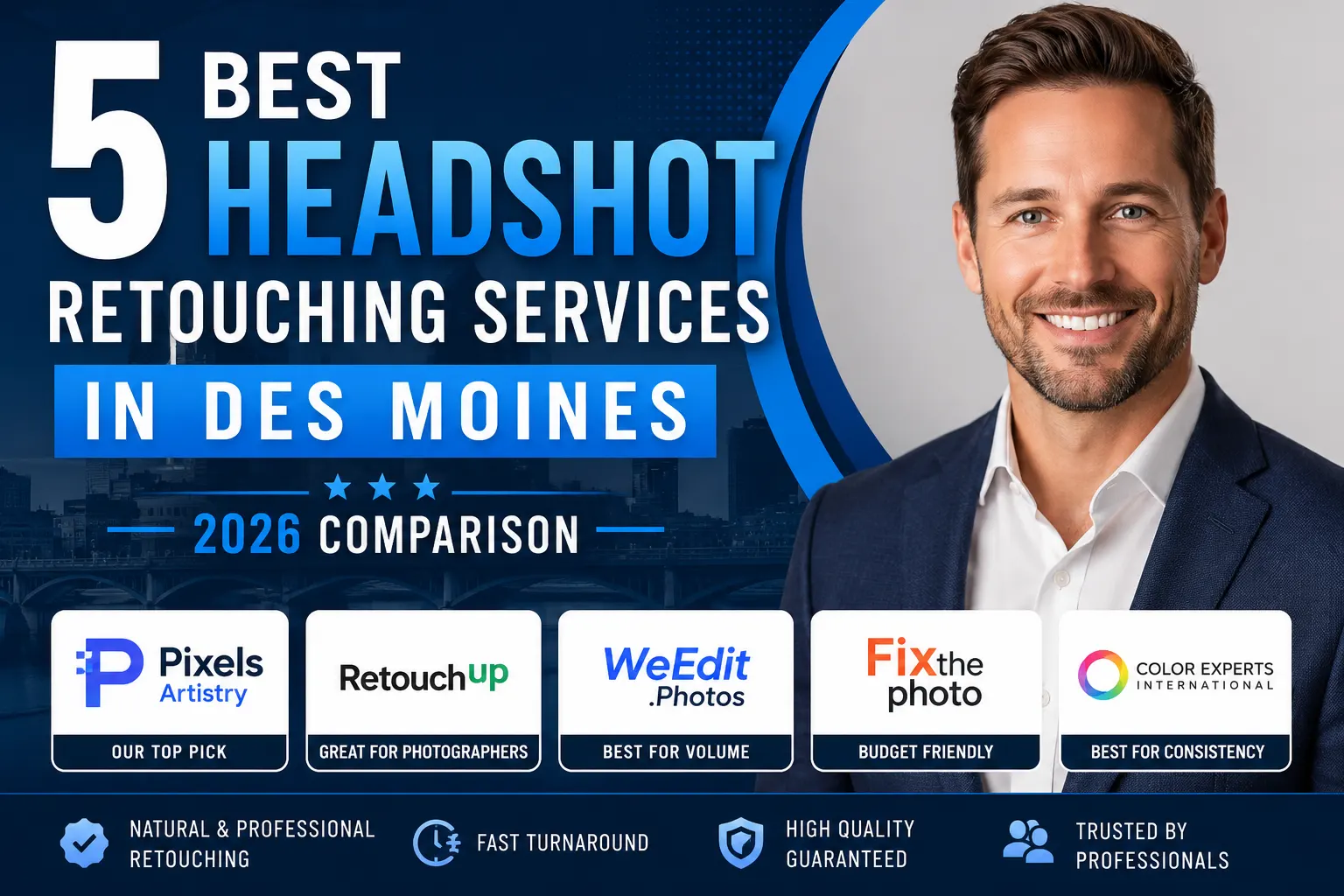 5 Best Headshot Retouching Services in Des Moines (2026 Comparison)