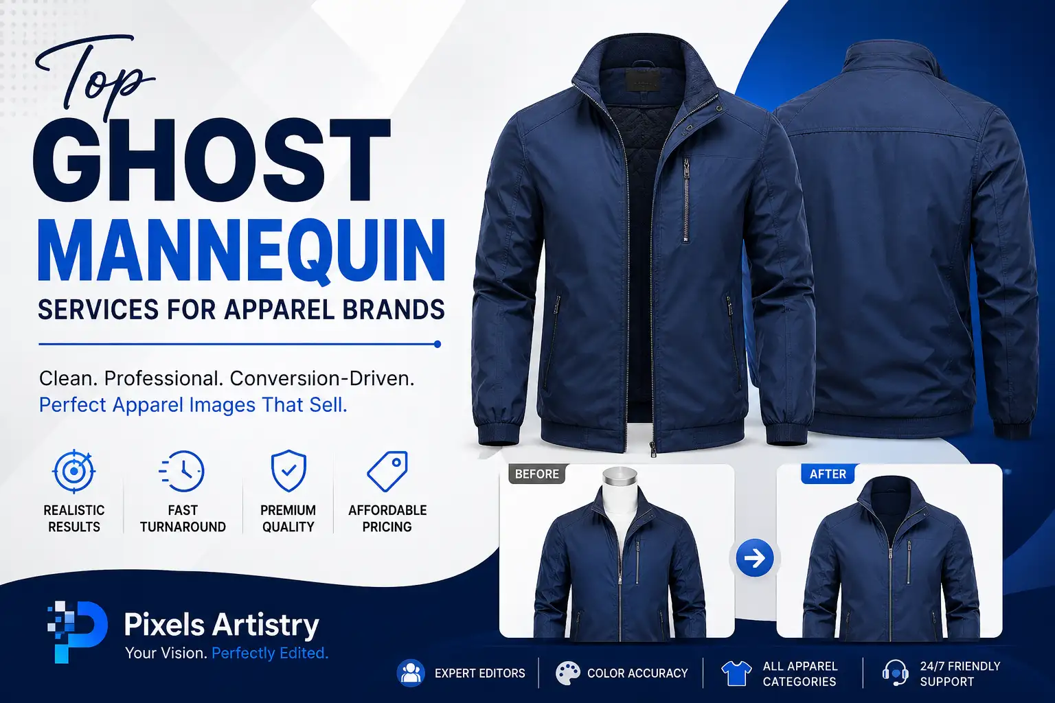 Top Ghost Mannequin Services for Apparel Brands by Pixels Artistry
