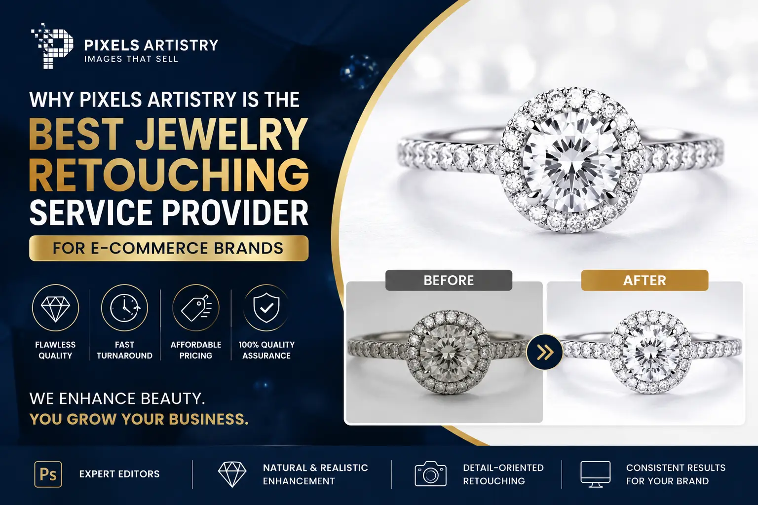 Why Pixels Artistry is the Best Jewelry Retouching Service Provider for E-commerce Brands