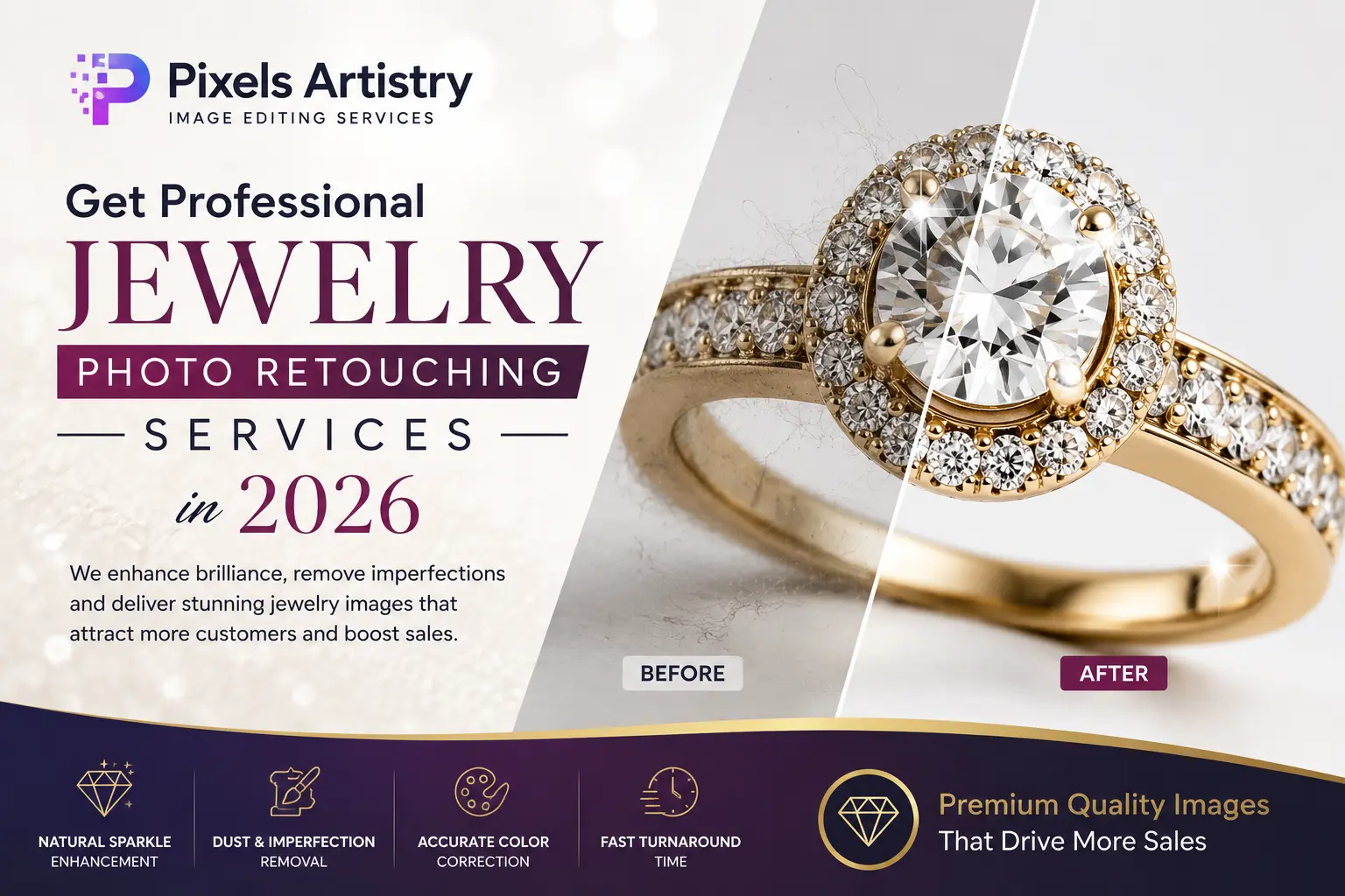 Get Professional Jewelry Photo Retouching Services in 2026 | Pixels Artistry