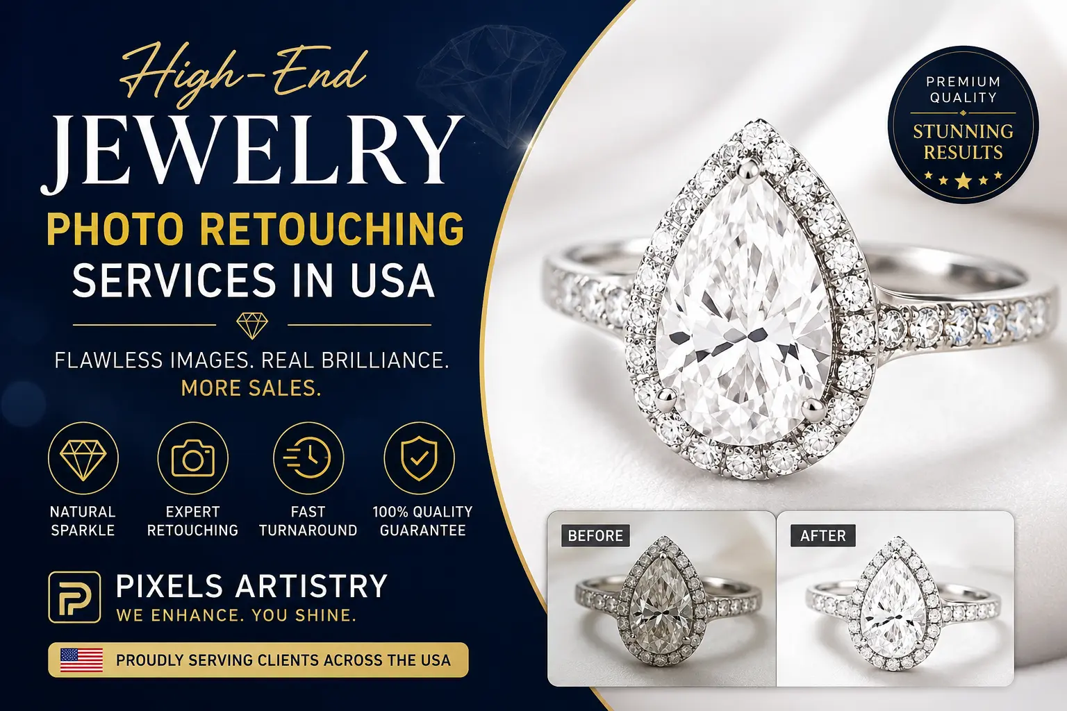 High-End Jewelry Photo Retouching Services in USA | Pixels Artistry