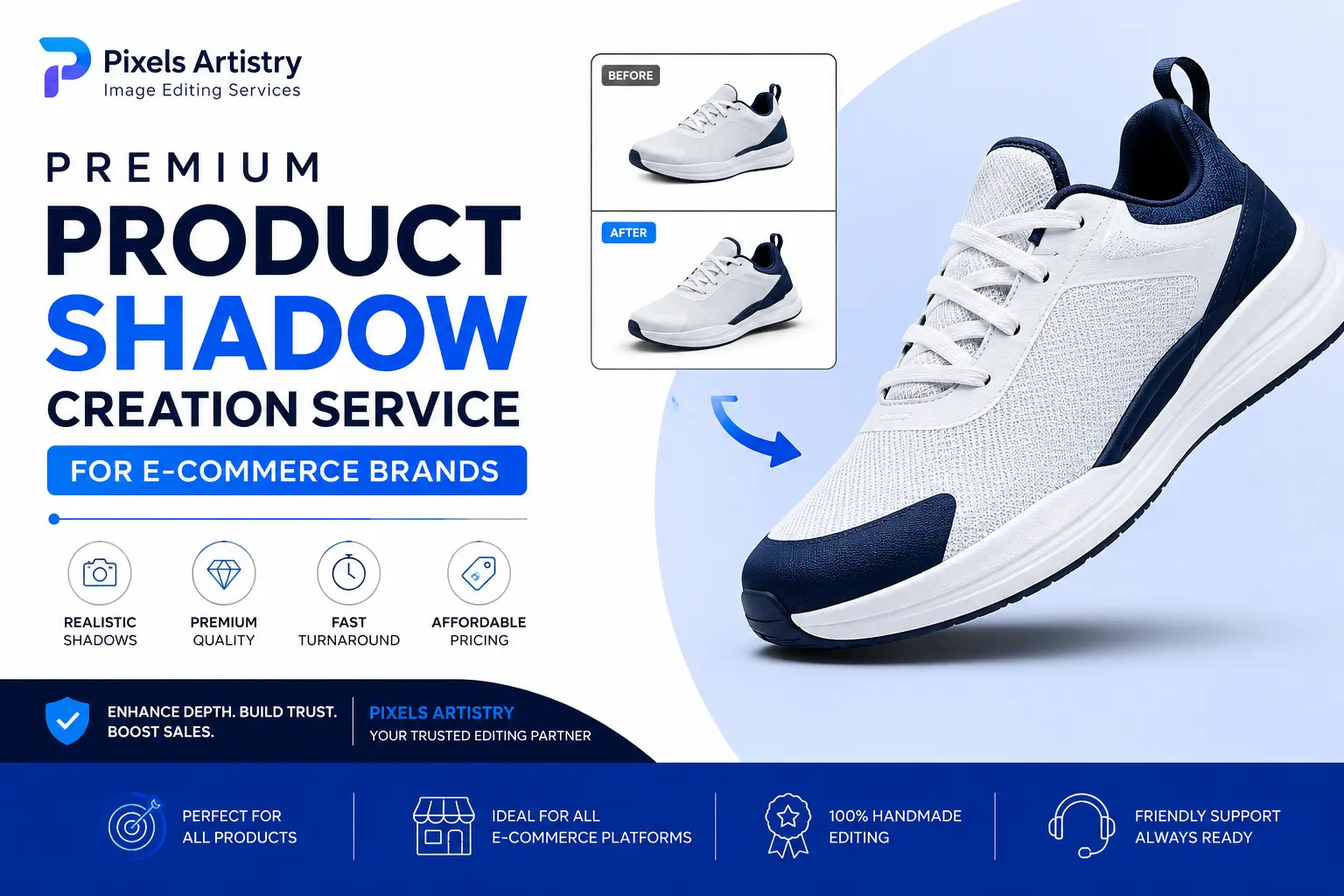 Premium Product Shadow Creation Service for E-commerce Brands