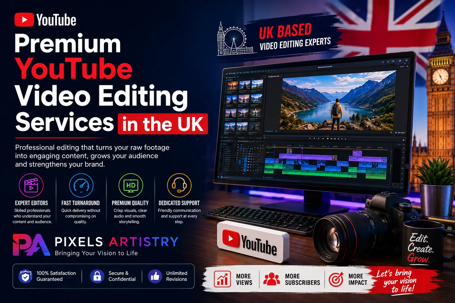 Premium YouTube Video Editing Services in the UK | Pixels Artistry