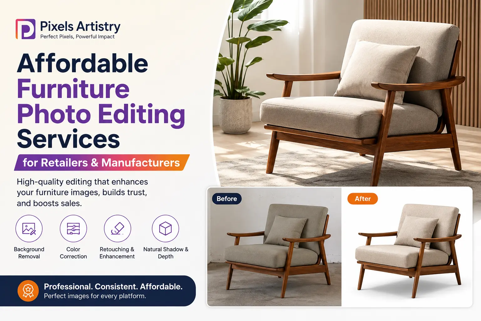Affordable Furniture Photo Editing Services for Retailers & Manufacturers