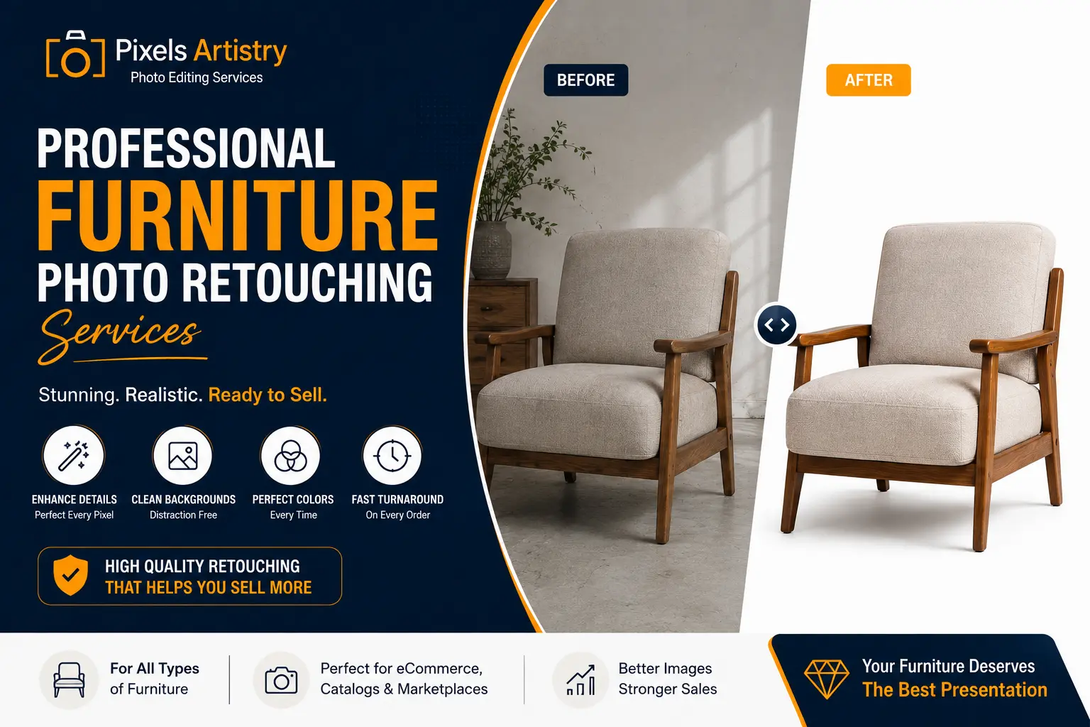 Professional Furniture Photo Retouching Services | Pixels Artistry