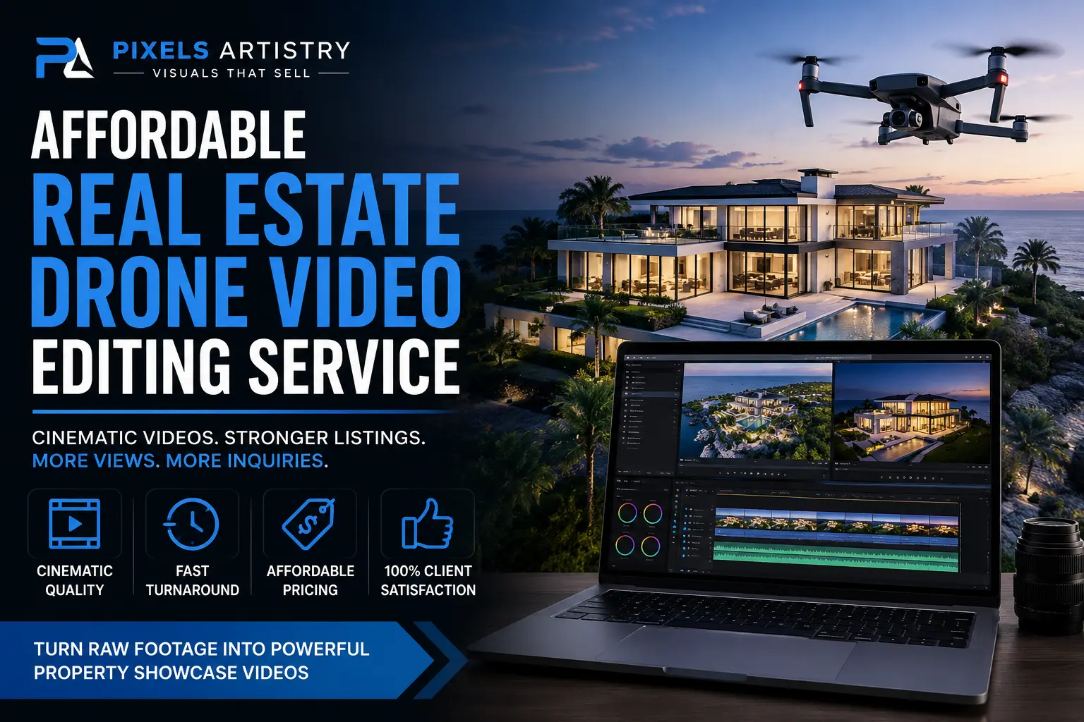 Affordable Real Estate Drone Video Editing Service | Pixels Artistry